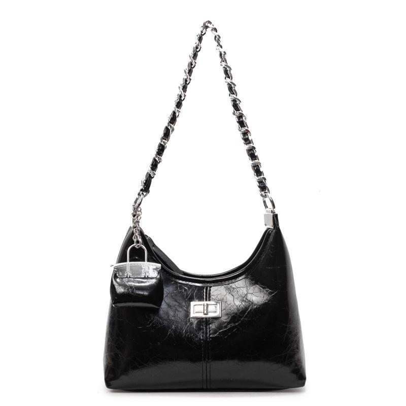 This Year, Korean Light Luxury Oil Wax Leather Chain Underarm Bag Is Popular, Femininity Commuting Advanced Sense Simple Messenger Bag