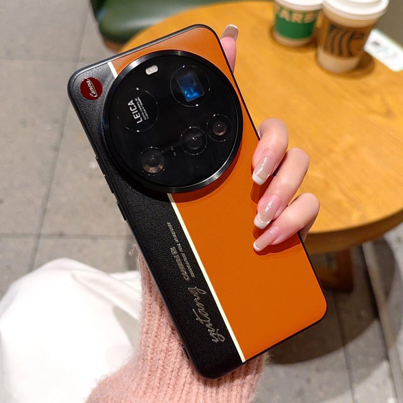 Vegan Leather Case For Xiaomi 15Ultra/14Ultra/13Ultra/12SUltra Luminous Fluorescence Contrasting Colors With Metal Camera Ring