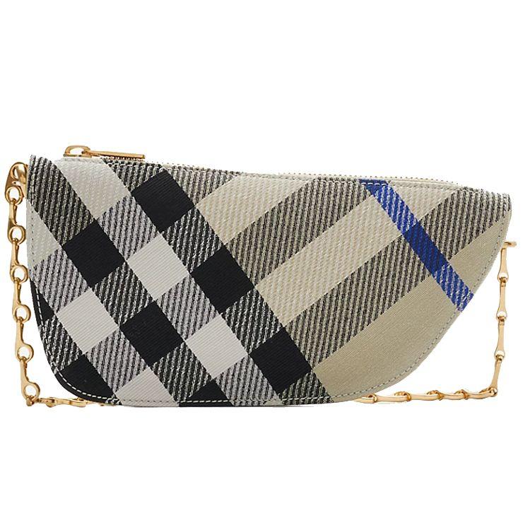 Burberry Schild Verstellbarer Ketten-Schultergurt Reißverschluss Polyester Baumwolle Mini Handtasche Umhängetasche Damen Handtaschen Moosgrün 80860121