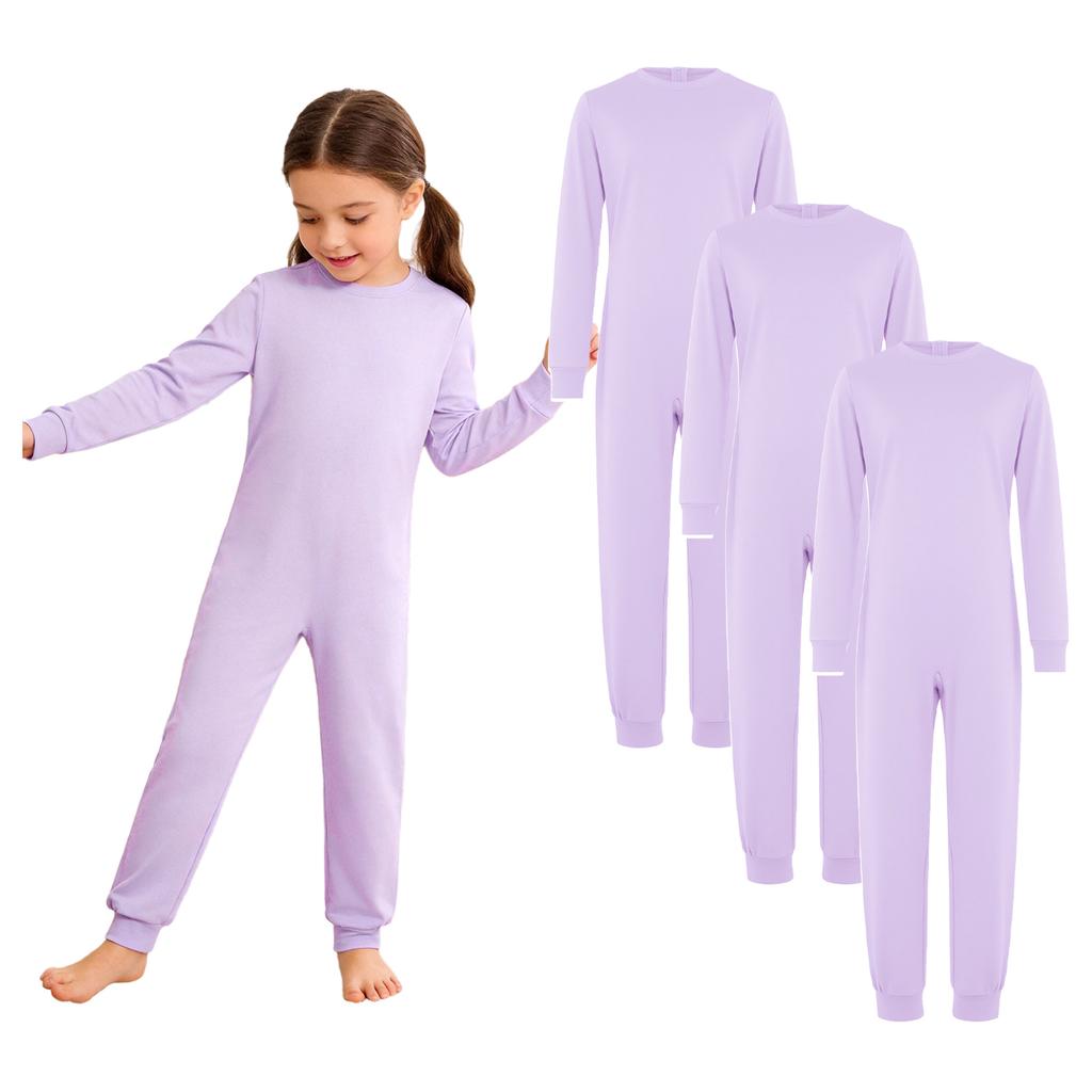 Ropa Adaptativa Especial para Niños y Niñas Unisex Conjunto de 3 Piezas Mono de Algodón Manga Larga Cremallera Trasera Invisible