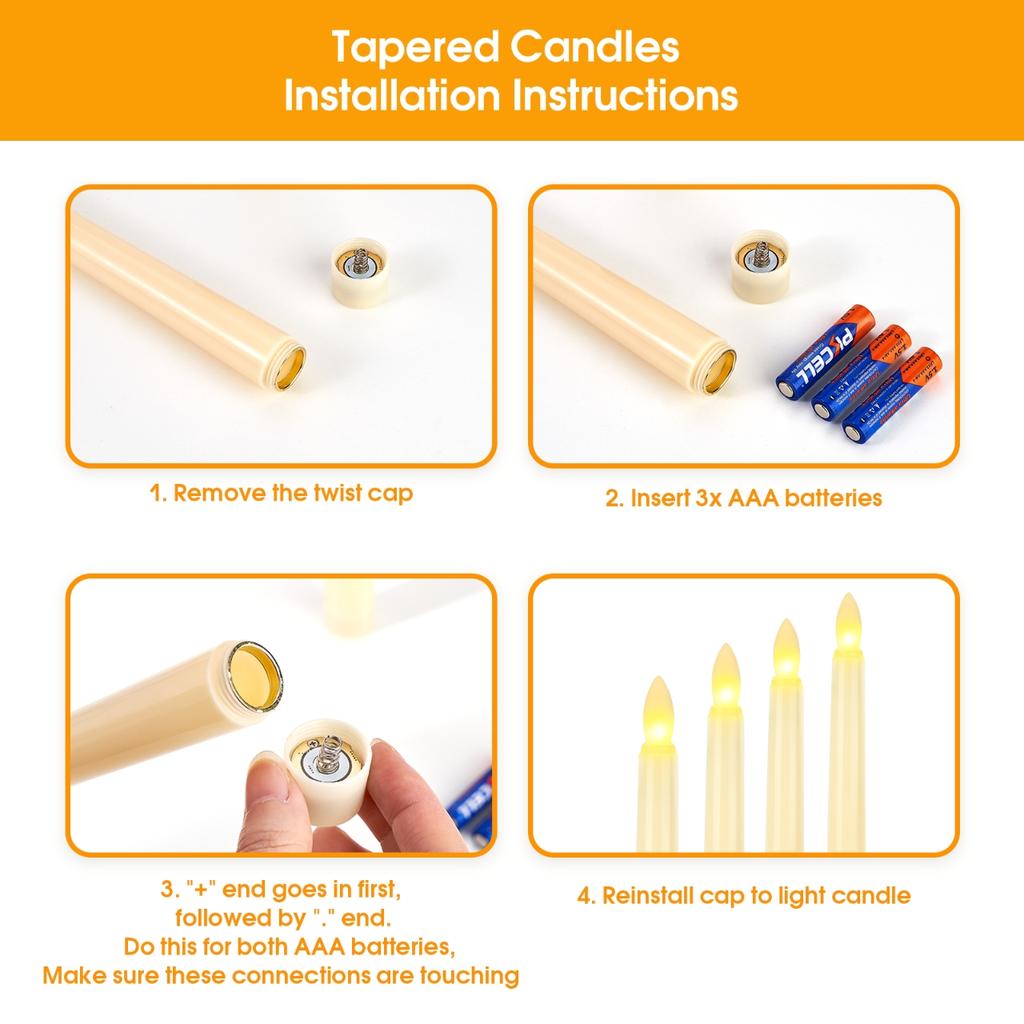 300 hours Lighting Time Flameless LED Candle Warm Light Flickering Flame Table Candle for Holiday Wedding Christmas Home Decor