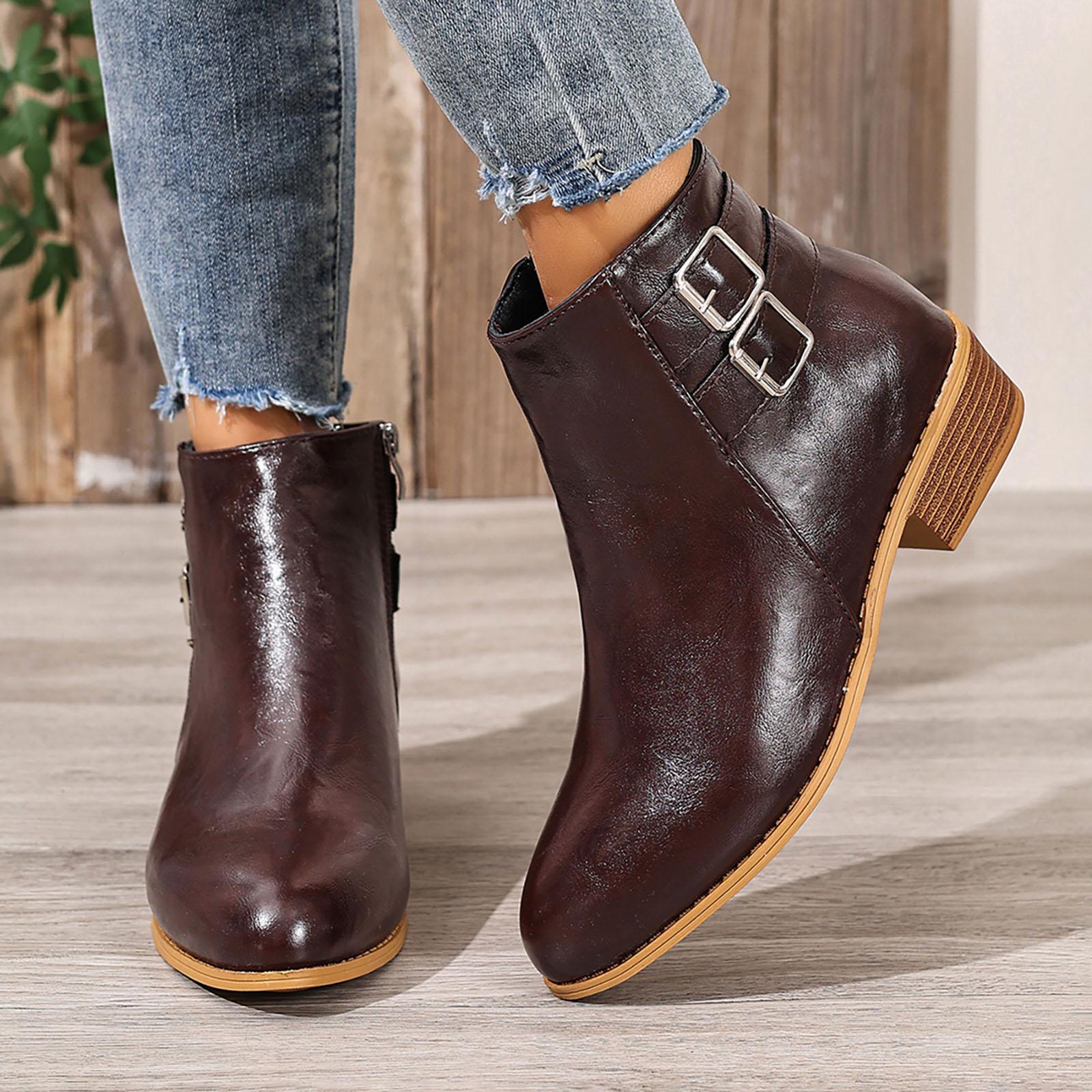 

Women s Thick Soled High Top Plus Velvet Warm Cotton Boots Side Zipper Fashionable Versatile Ankle Boots Womens Winter Boots 36 коричневый