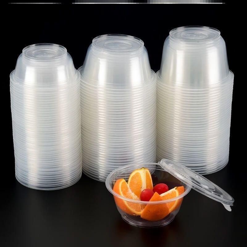 Miaojiayi Disposable Transparent Round Plastic Bowls with Lids
