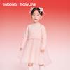 Balabala Girls' Red Mesh Princess New Year Dress