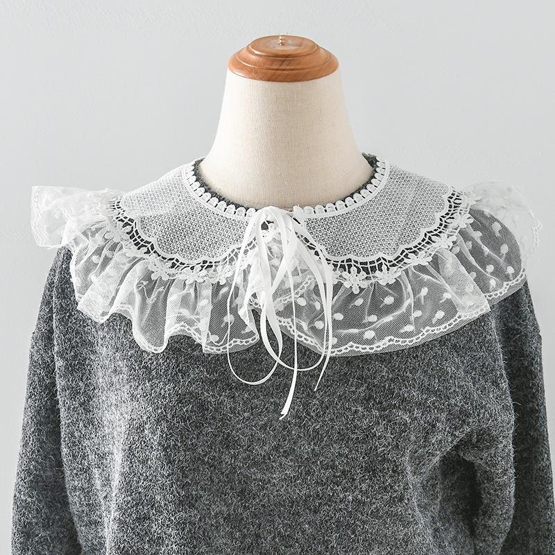 Perfect Match Lace Mesh Fake Collar For Womens Shoulder Wraps Neckwear Tie Sweater Blouse Decoration Elegant Half Shirt Detachable Collar