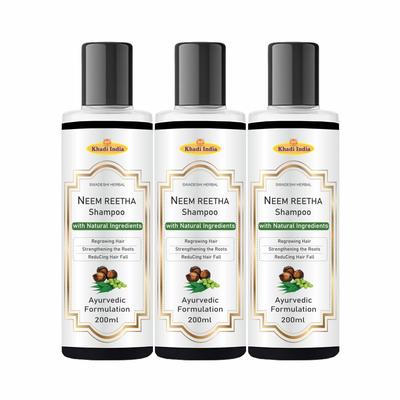 Khadi Neem & Reetha Hair Cleanser - 100% Herbal Shampoo for Dandruff Control & Scalp Detox - Sulfate-Free, Paraben-Free - Strengthens Hair Naturall