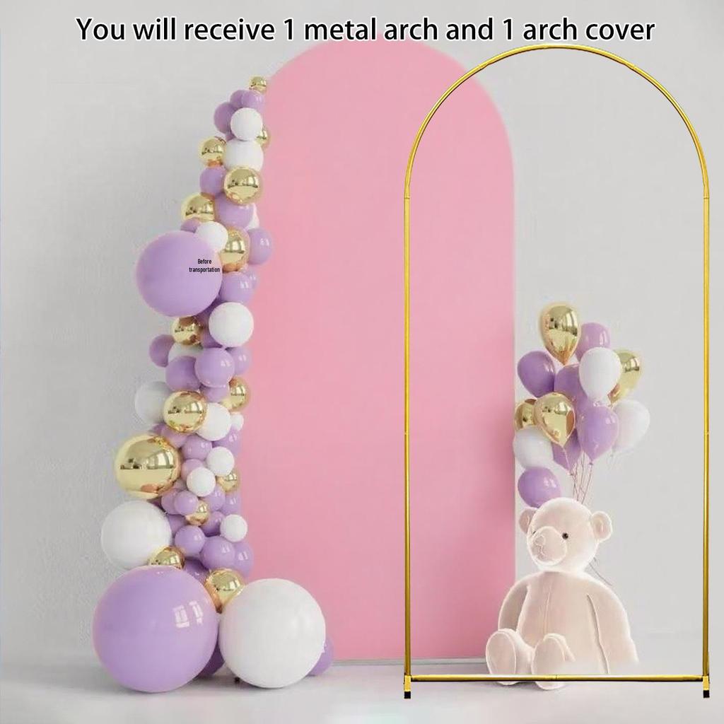 Złoty łuk kuty z żelaza z pokrowcem na tkaninę do dekoracji tła imprezy, festiwalu lub wesela