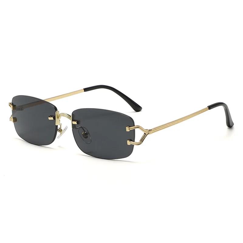 New Small Narrow Rimless Sunglasses Fashion Frameless Rectangle Tinted Lens Eyewear 90s Glasses designed for ladies Men