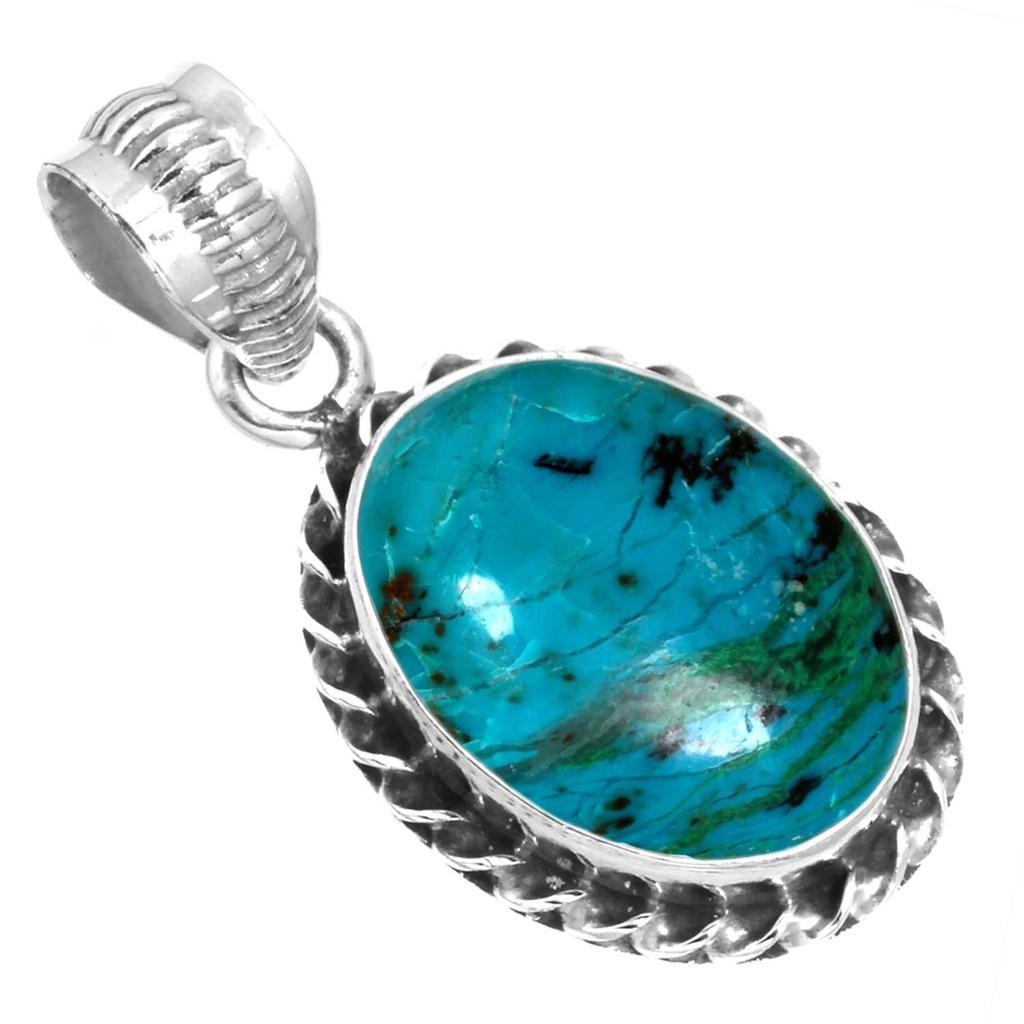 925 Sterling Sølv Anheng Kvinner Edelsten Håndlaget Smykke Forlovelsesgave Amazonitt Angelitt Blå Opal Botswana Agat Mohave Azuritt Chrysocolla