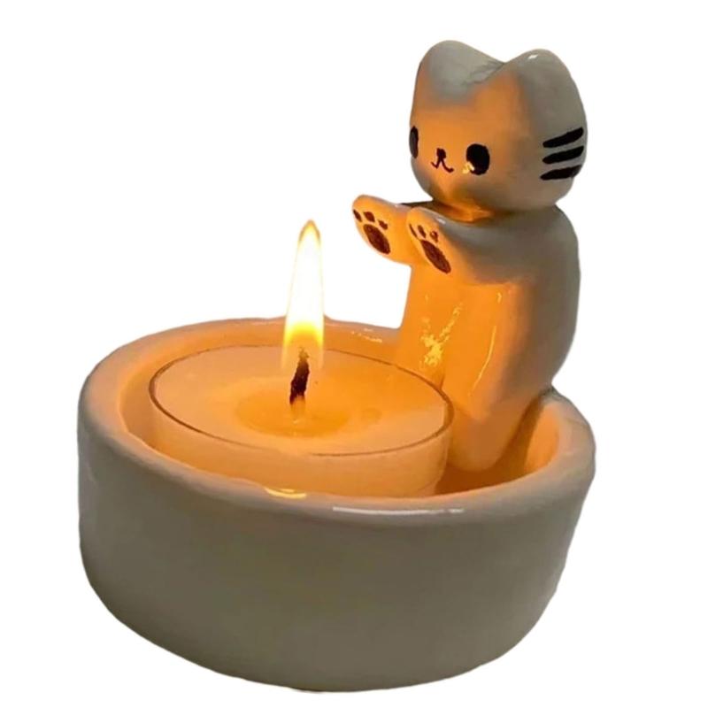 Resin Cartoon Kitten Candle Holder Candle Stand Suitable for Cat Lovers and Unique Gift