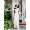 Spot French Embroidered Lace Suspender Dress Women's Summer High-end Temperament First Love Seaside Vacation Beach Dress