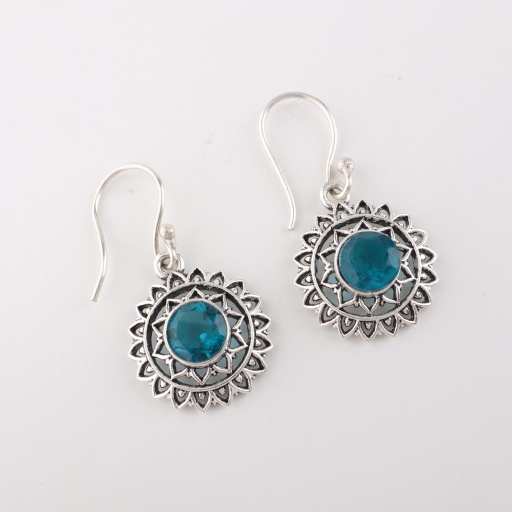 Apatite Gemstone 925 Sterling Silver Jewelry Handmade Drop/Dangle Earrings 1.57" CE-19-9