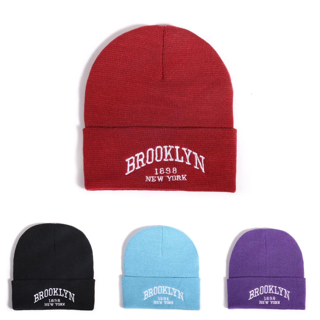 Autumn Winter Knitted Cap With Embroidered Letters And Acrylic For Streetwear And Hiphop Style