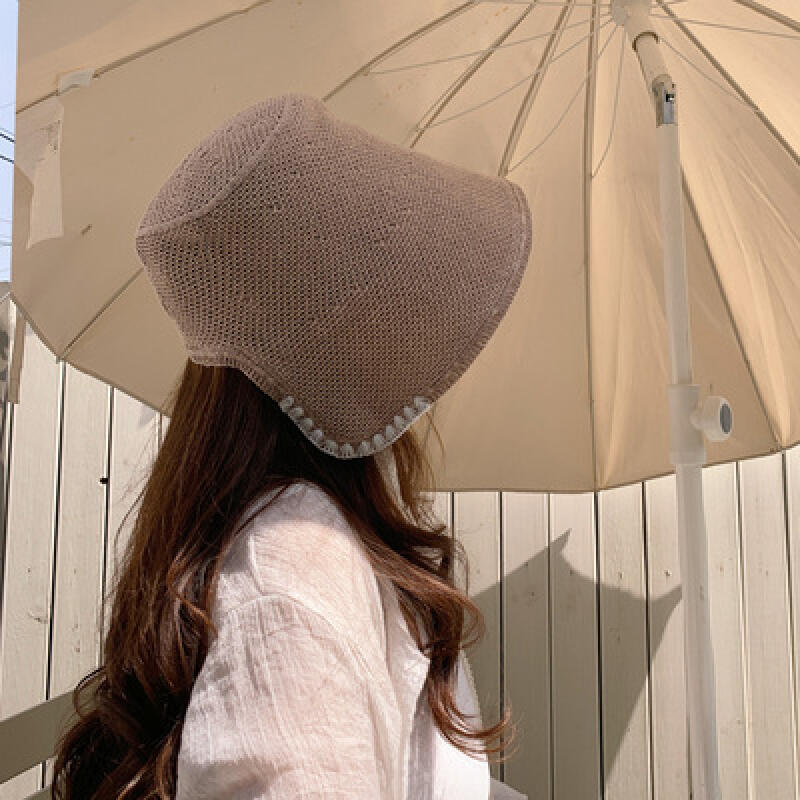 lace bonnet hat straw bucket hat beanie black