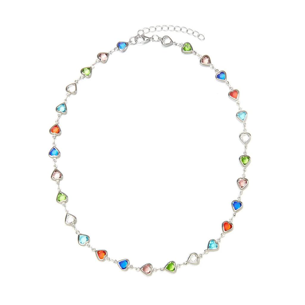 Bohemia Retro Multicolor Crystal Heart Beaded Bracelet for Women Charm Fashion Summer Beach Choker Jewelry Set Gift Accessories