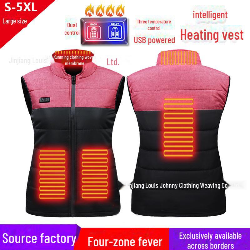 Vestă încălzită USB cu control dublu cu 17 zone - stil cuplu, temperatură constantă