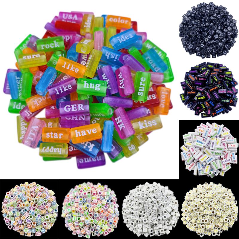Kreative Halskette Armband DIY Für 6/15*7mm Anhänger 20/50 Stück Bonbonfarbe Acryl Lose Perlen Buchstaben Zahl Großhandel Schmuckherstellung