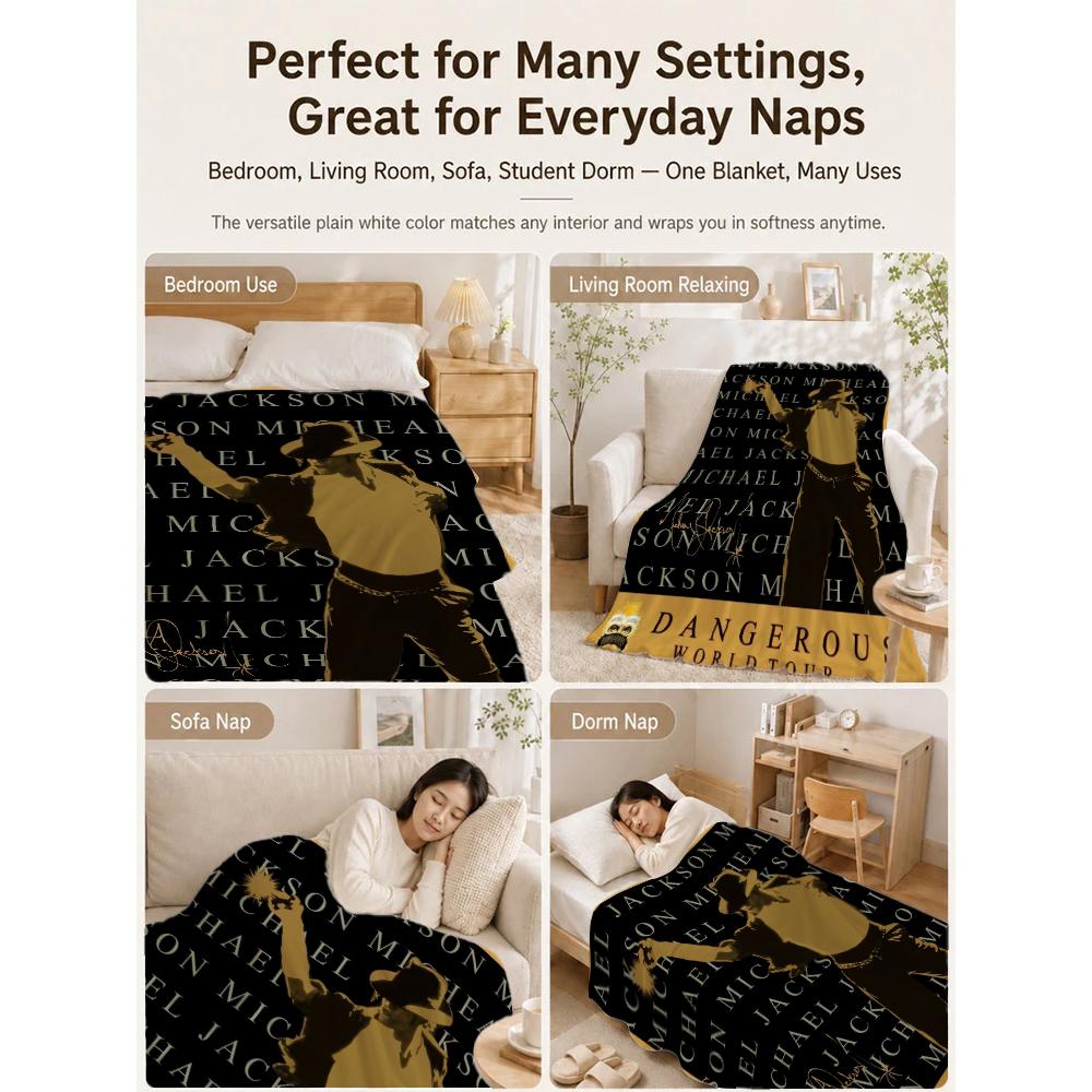Michael Jackson Dangerous World Tour Theme Printed Blanket Skinfriendly Warm Throw Blanket For Camping Travel Party Decor Gift For Friends