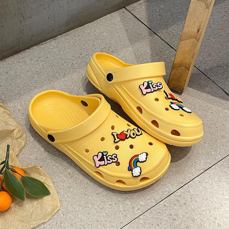 

Ins Fashion Baotou женские тапочки нескользящие сандалии и тапочки на толстой подошве для медсестер летние пляжные женские тапочки с мягкой подошвой 8 жёлтый