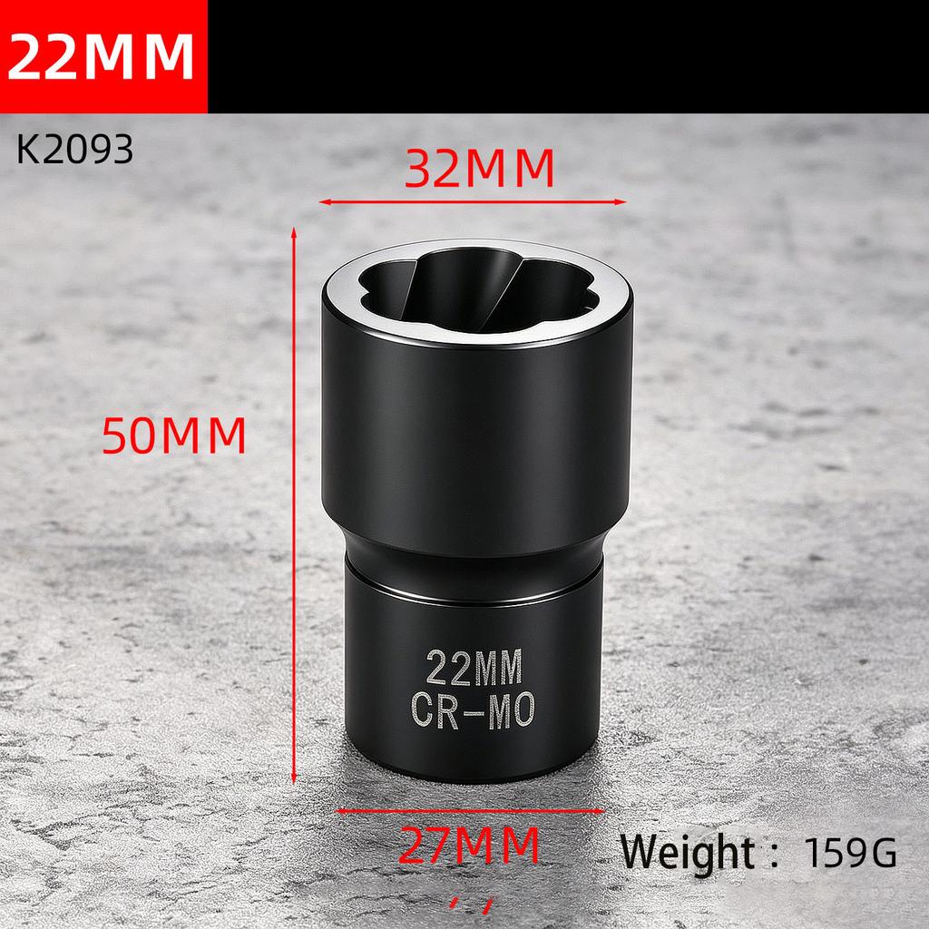 High Hardness 1/2 Inch Drive Reverse Thread Nut Extractor Set Broken Bolt Remover Socket Tool for Motorcycle Auto Repair