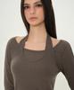 MUSINSA STANDARD WOMAN Women'S Wool Tencel Halter Layered Long Sleeve T-Shirt [Brown]