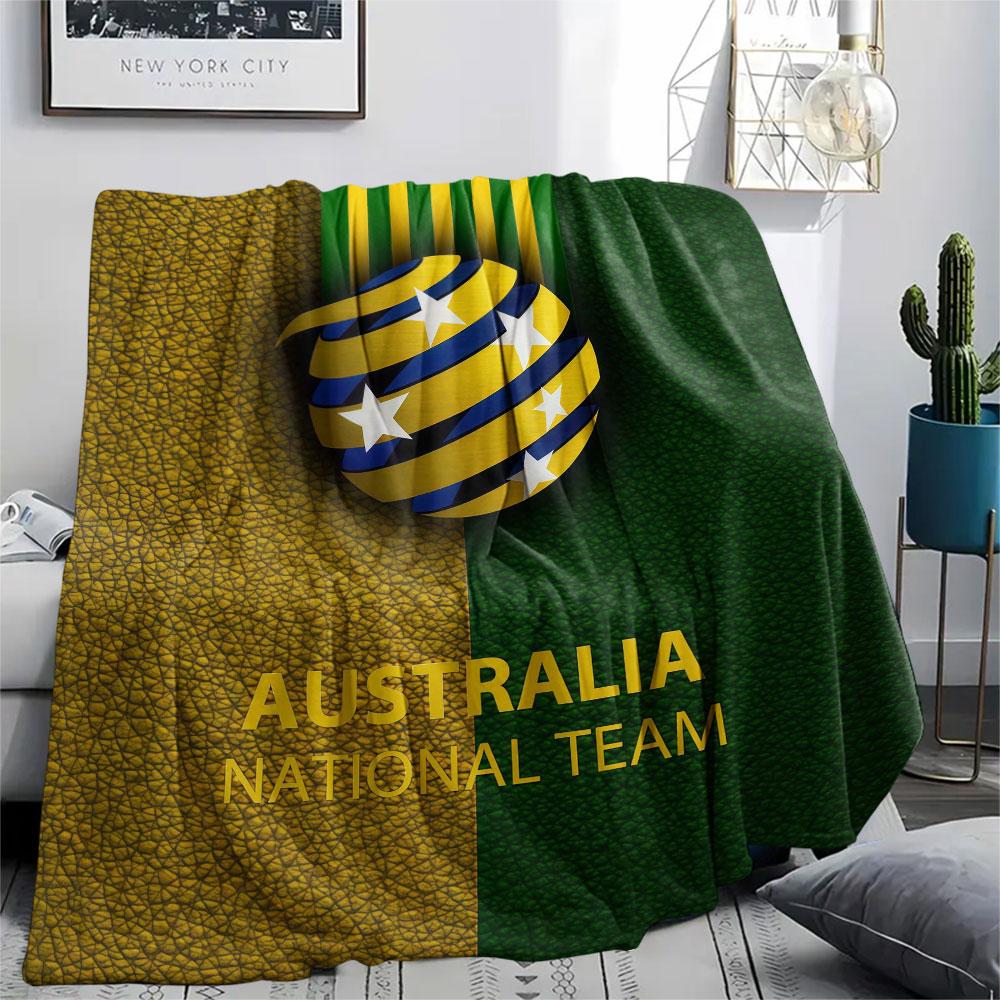 Australia national football logo Printed Flannel Blanket, soft throw for bedroom sofa, washable,soccer fan merchandise, great gift. 80cm x 120cm