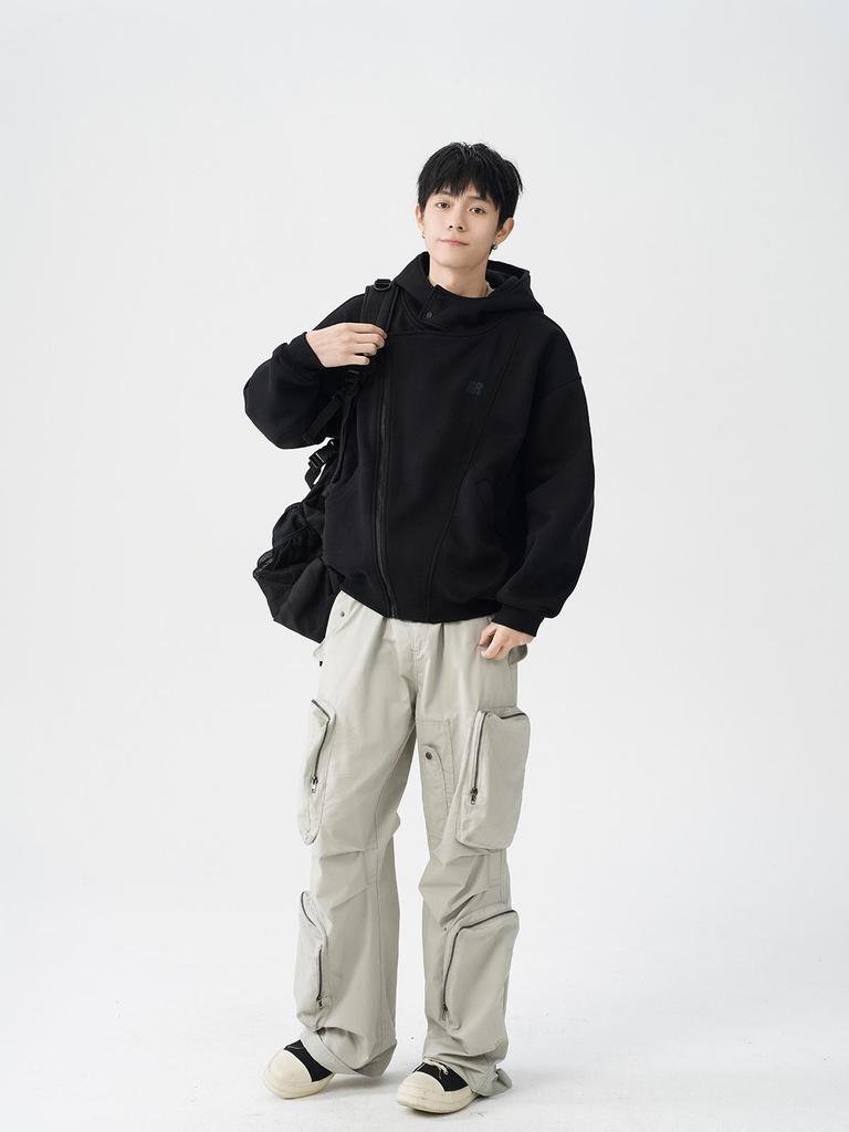 Amerikanischer Unisex Doppel-Reißverschluss-Hoodie: Frühling Schwergewicht Trendmarke Design Emotion Jacke