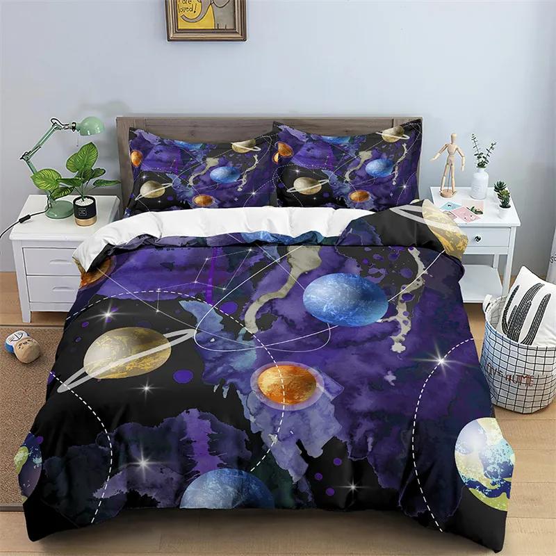 Starry Sky Bedding Set Boundless Abstract Galaxy Print Duvet Cover Microfiber Mysterious Outer Space Comforter Cover Twin Queen