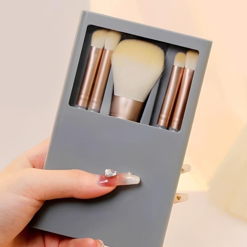 New 5-Piece Mirrored Makeup Brush Set With A Window Portable And Multifunctional Eyeshadow Makeup Tool