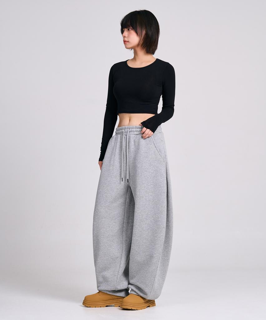 Osillos D19 Straight Side Pintuck Balloon Sweatpants_Melange