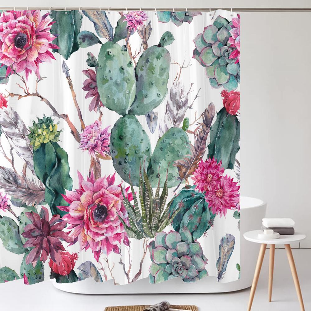 Colorful Beautiful Fresh Flowers Shower Curtain Bathroom Waterproof Polyester Butterfly 3D Print Curtains for Bathroom Shower