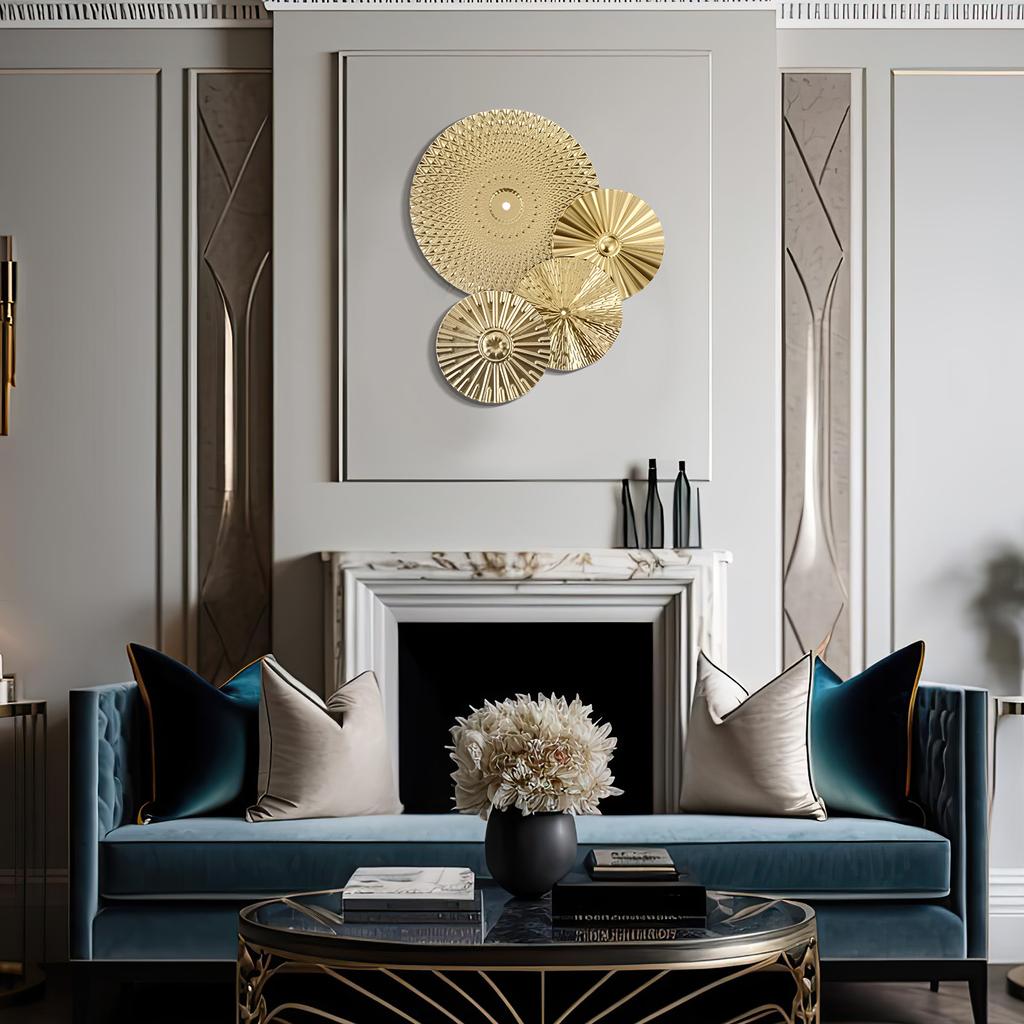 4 Stück Schmiedeeisen Wanddekoration Wohnzimmer Hängende Scheibe Schlafzimmer Metall Indoor Zuhause