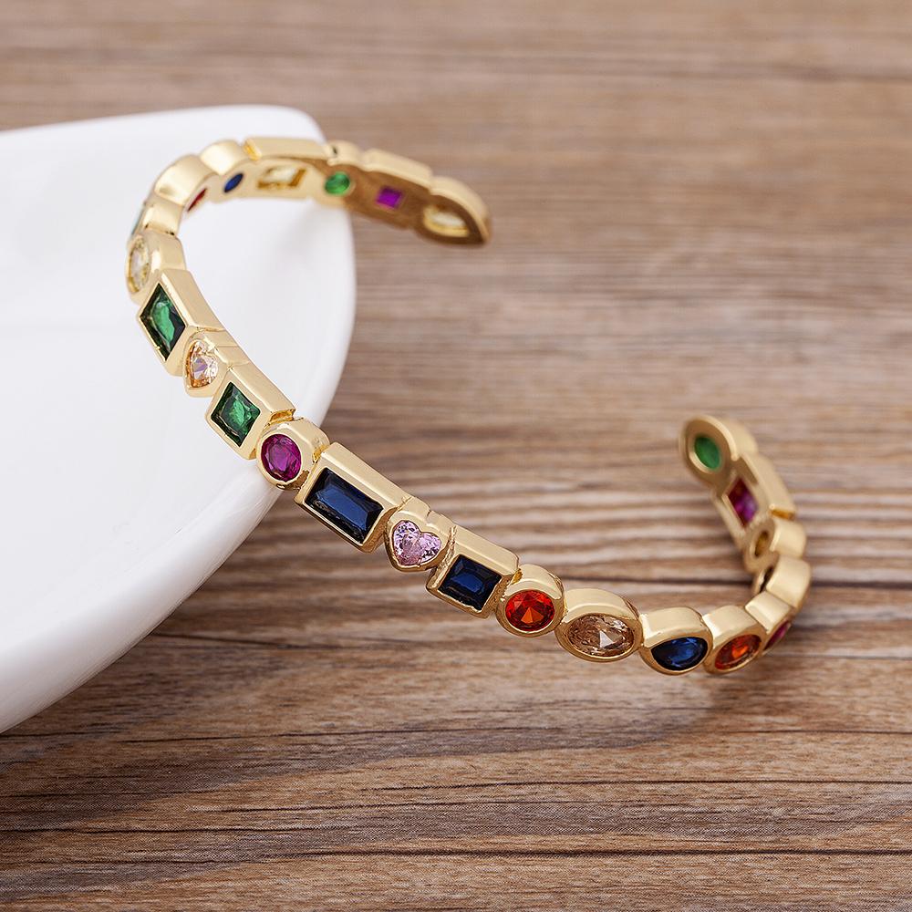 AIBEF New Fashion 8 Styles Punk Copper Zircon Bracelet for Women Crystal Open Cuff Bangles Accessories Jewelry Gift Dropshipping