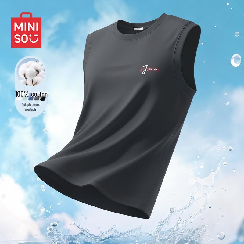 MINISO Men s Pure Cotton Loose Sleeveless T-Shirt XL
