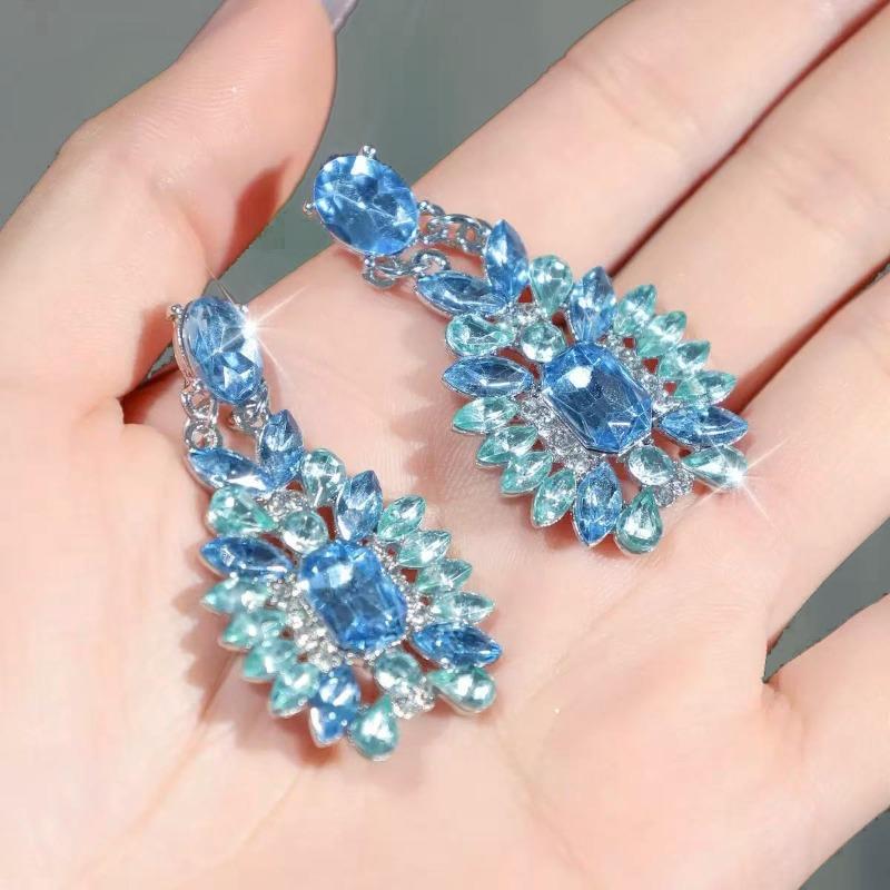 Модные персональные серьги легкая роскошь высококачественные серьги инкрустированные синим цирконом серьги нишевые изысканные синий