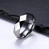 Faceted Wedding Band for Men,Mens Tungsten Carbide Rings, Polished Beveled Edge Comfort Fit