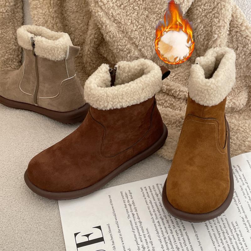 

Зимние сапоги женские, осень/зима 2023, новые плюшевые хлопковые туфли в стиле ретро, ​​теплые короткие женские сапоги