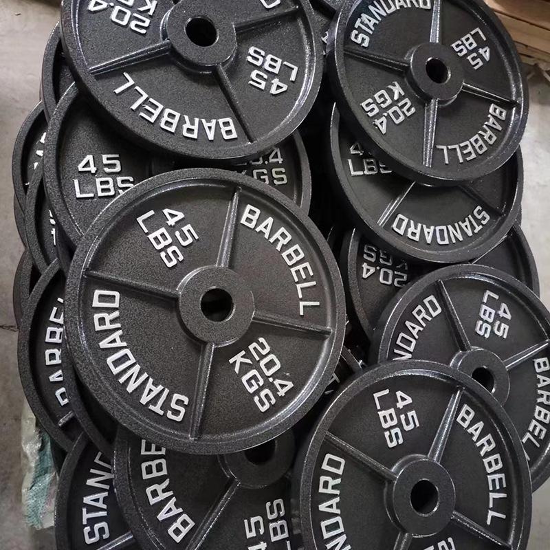 Matte Cast Iron Olympic Barbell Plate: Strength Training, Large Hole, Four-Rib Design