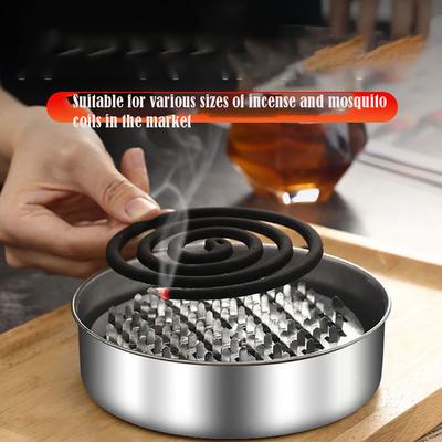 Mosquito Coils Holder Stainless Steel Mosquito Coil Box with Cover Round Mosquito Coil Tray Easy To Clean Anti-Mosquito Supplies