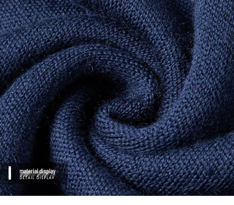 480g Men's Thickened Wool Sweater - New Winter Style, 100% Pure Wool, Solid Color Knitted Design