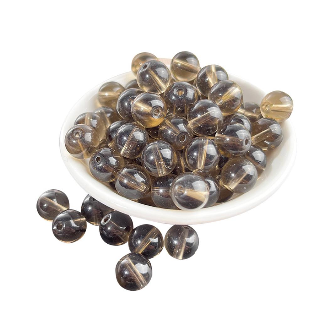 Smoky Crystal Glass Round Beads 15"Strand Smooth Loose Spacer Beads 4/6/8/10/12mm for Jewelry Making DIY Bracelets Accessories