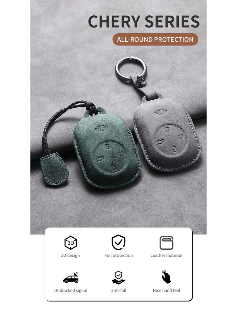 Chery Fengyun A9L Full Coverage Goat Leather Key Case with Protective Buckle
