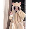 BREAORTION Hamster Pajamas for Long Cute and Casual for Fall and Winter Women, Skin-Friendly, Open-Front, Sleeves, Loungewear, (JP, Alphabet, L,