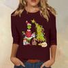 3/4 Sleeve Tops For Women T-Shirt Casual Christmas Print Tops T Shirt Round Neck Pullover Blouse