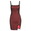 Women Summer Spaghetti Strap Mini Bodycon Dress Slash Neck Split Hip Party Short Ladies