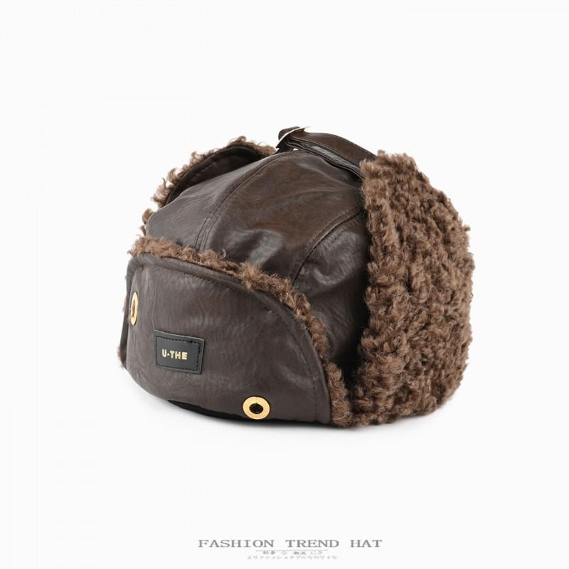 Unisex Vintage Leather Aviator Hat Winter Warm Ear Protection Cap Outdoor Motorcycling Skiing