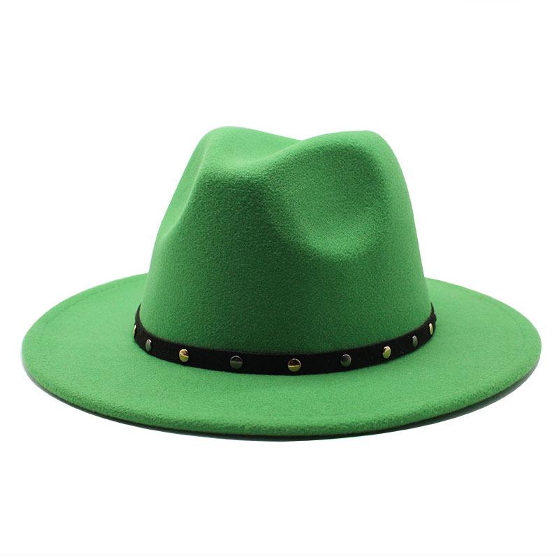 2021 Season Big Eaves Hat Flat Edge Top Hat Men And Women White Woolen Jazz Hat