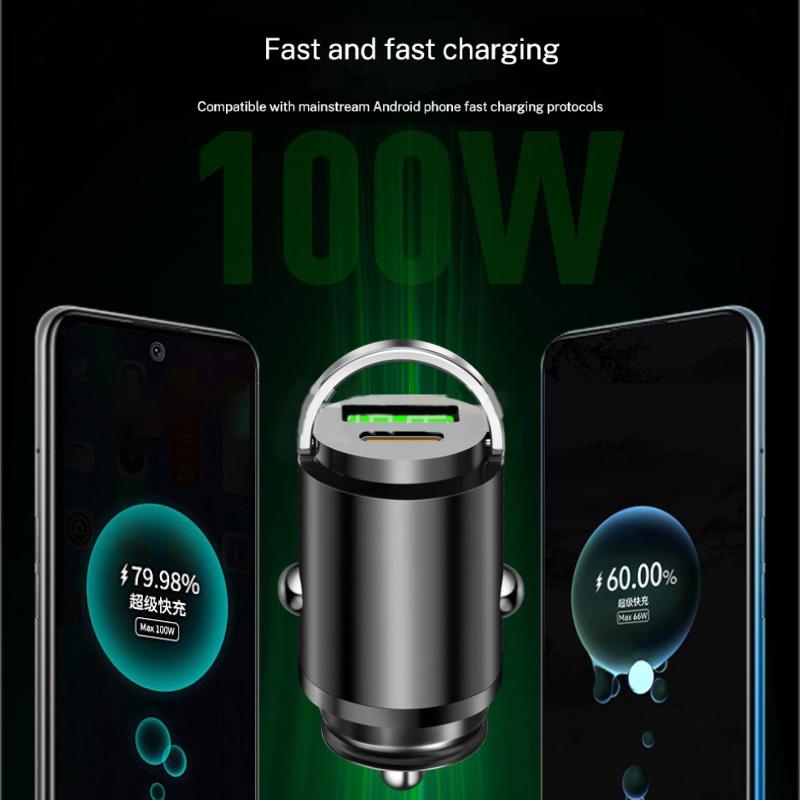 Autoladegerät Aluminiumlegierung PD30W Mini Pull Ring 100W Autoladegerät Zigarettenanzünder