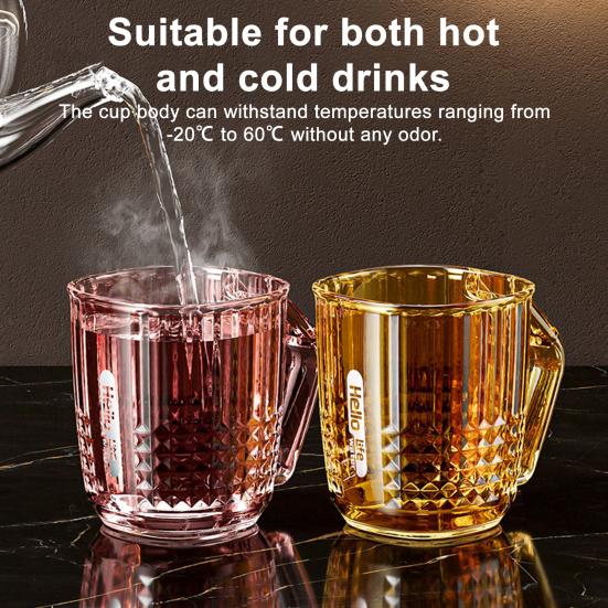 Mouthwash Cup Drop-Resistant Easy to Clean Transparent Bathroom Rinse Cup with Handle Bathroom Accessory