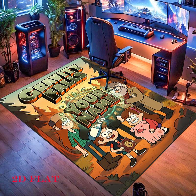 Benutzerdefinierter Gravity Falls Teppich für Wohnzimmer, Schlafzimmer, Zuhause, Sofadekoration, rutschfeste Bodenmatte für Kinder zum Spielen